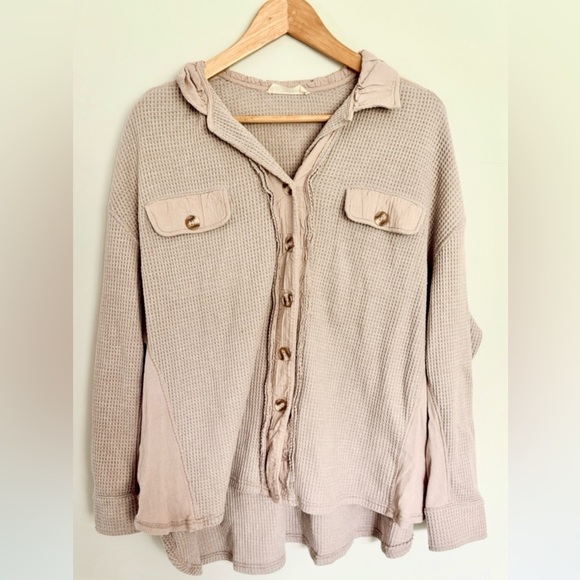 By Together Tops - By Together Mauve Waffle Knit Shacket